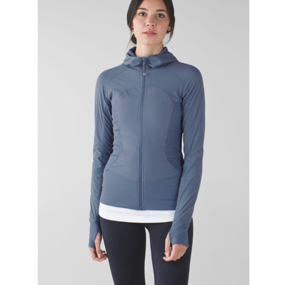 LULULEMON Women's In Flux Hoodie Reversible Blue Zip Jacket Size 8